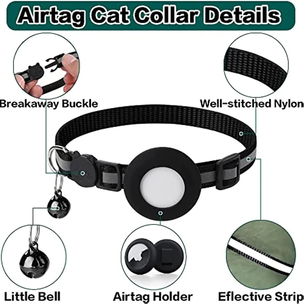 P&W Airtag Cat Collar - Paws & Whiskers