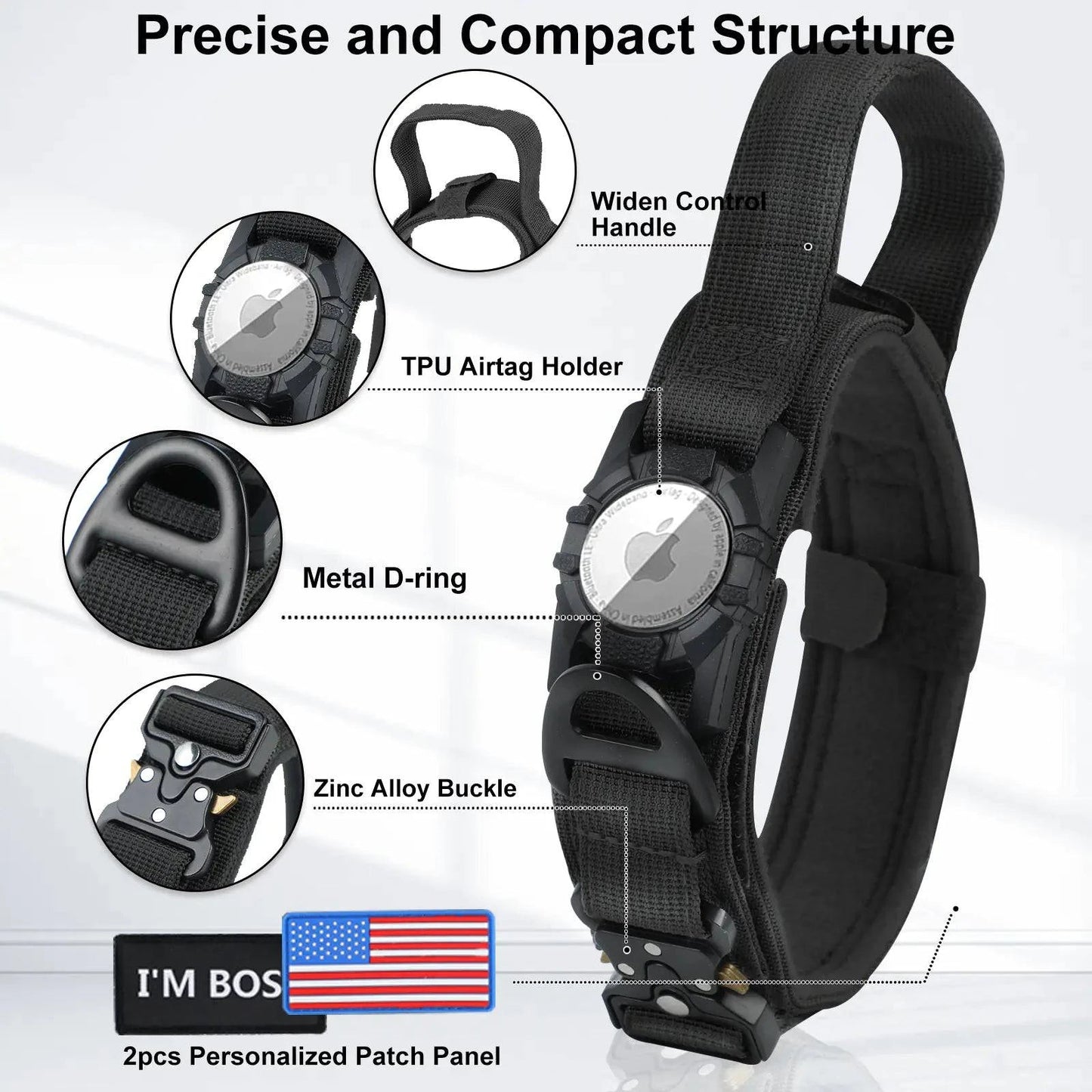 P&W Tactical AirTag Collar - Paws & Whiskers - Dog Protection Gear