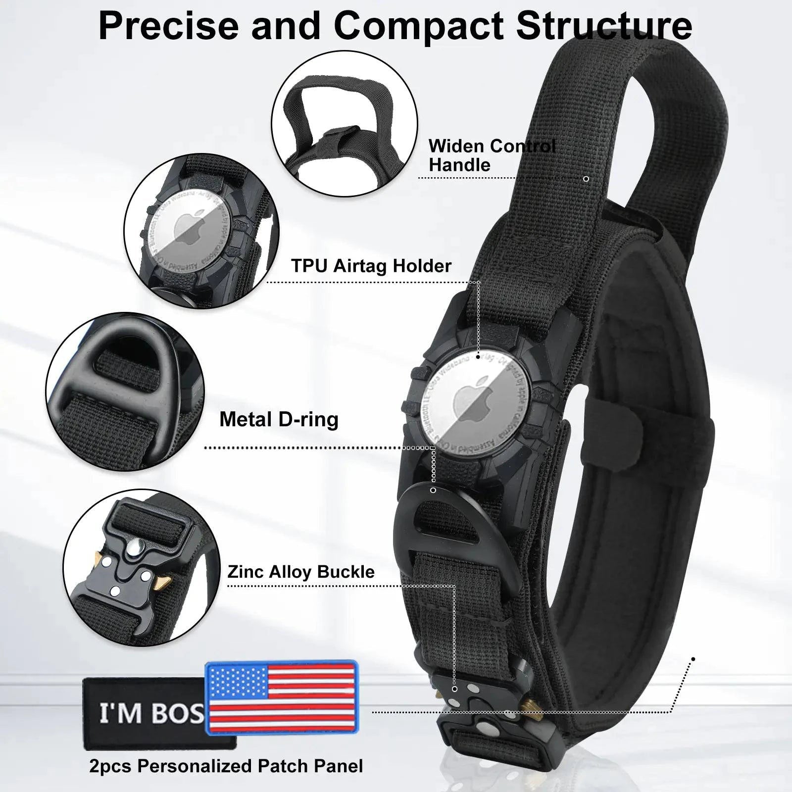 P&W Tactical AirTag Collar - Paws & Whiskers - Dog Protection Gear